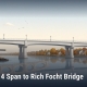 Fostoria News Illustration of Rich Focht Bridge spanning Fostoria River with autumn trees.